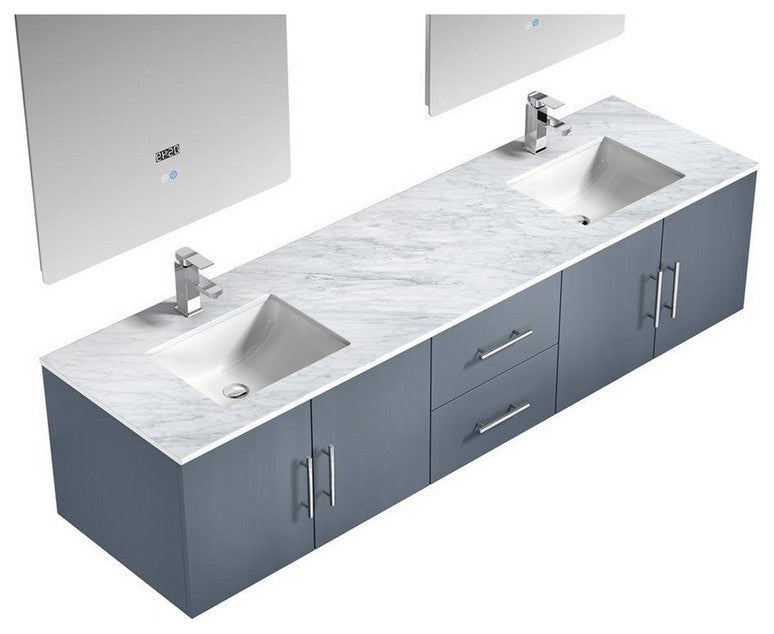 Geneva Transitional Dark Grey 80" Double Vanity Set