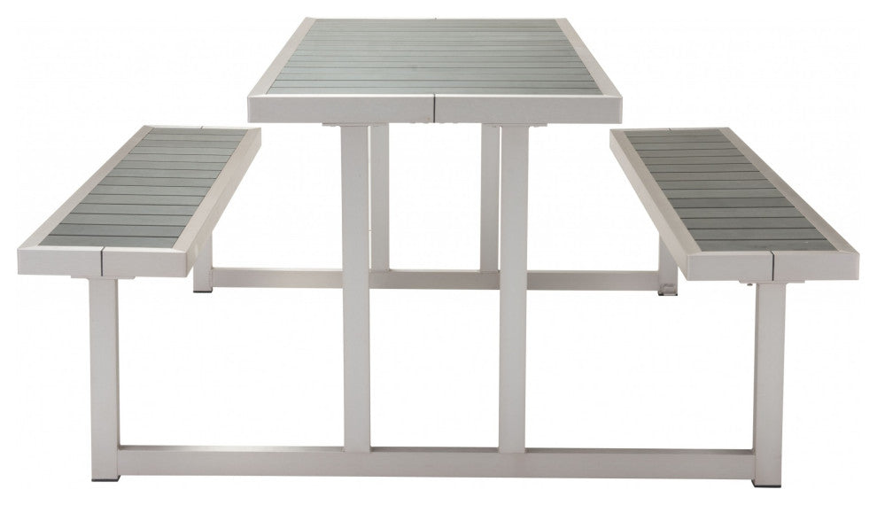 Belmar Gray Brushed Aluminum Picnic Table Set