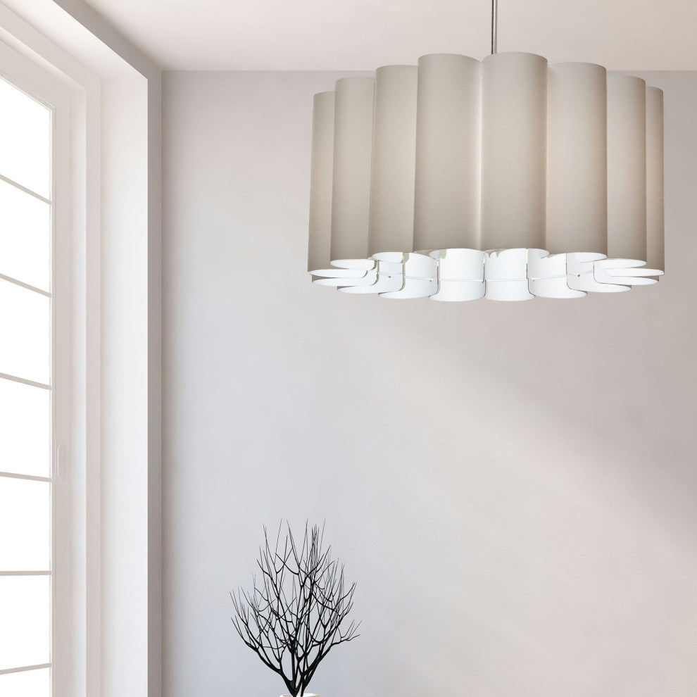 4 Light Sandra Pendant SGlow Latte Polished Chrome