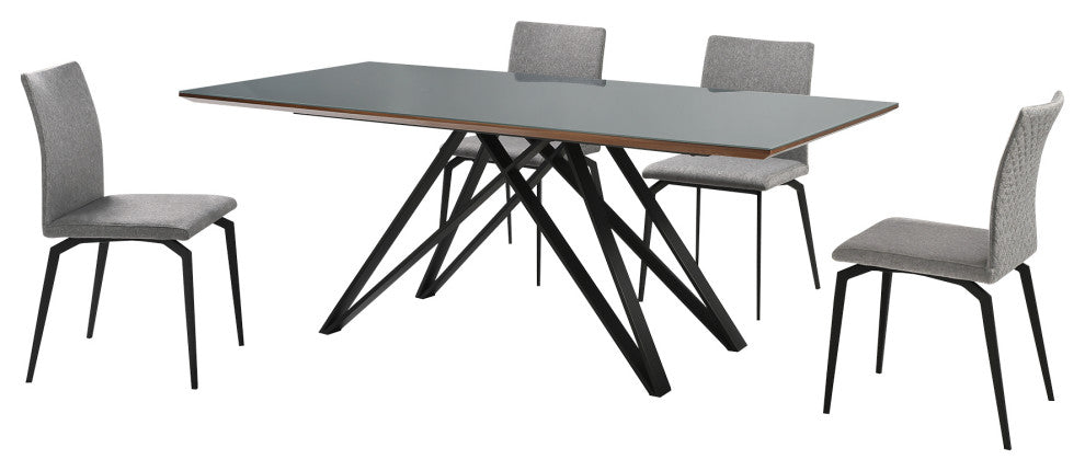 Urbino Lyon 5 Piece Dining Set With Gray Fabric Chairs