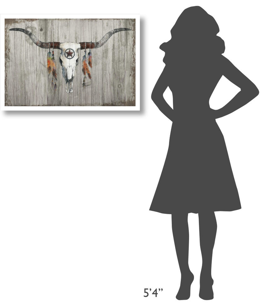 "Longhorn on Dark Gray Wood" Digital Paper Print by Avery Tillmon, 32"x22"