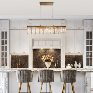 LNC Athean 7-Light 41.5" Brass Modern Crystal Rectangle Island Light