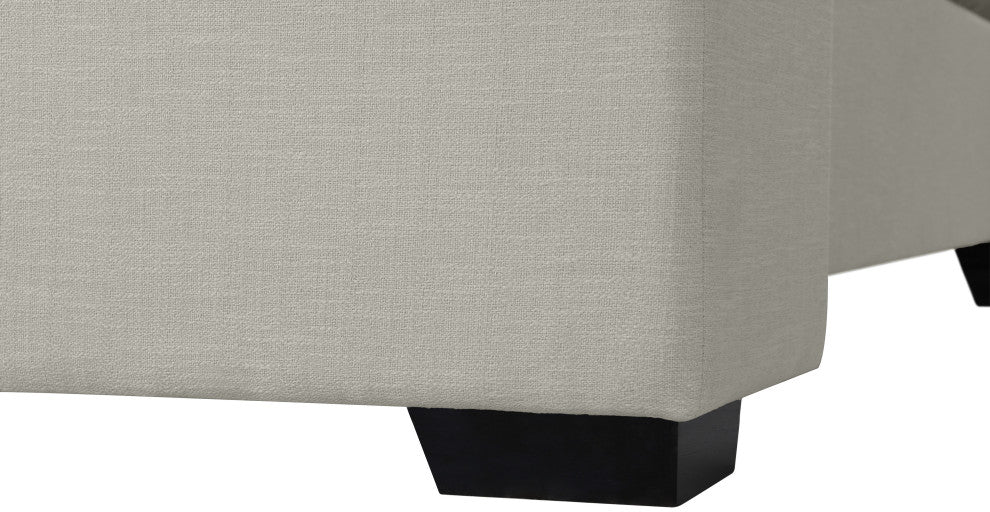 Oxford Linen Textured Fabric Upholstered Bed, Beige, King