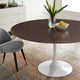 60" Dining Table, Round, White Walnut, Metal, Modern, Bistro Hospitality