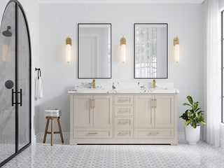 Boston 72" Double Sink Bath Vanity in Fine Grain 2" Viola Night