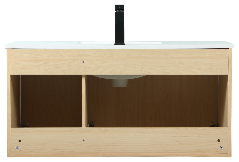 Phoebe Single Bathroom Vanity, Maple, 40", Without Backsplash