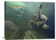 "Green Sea Turtle And Fish, Sabah, Malaysia" Artwork, 32" x 24"