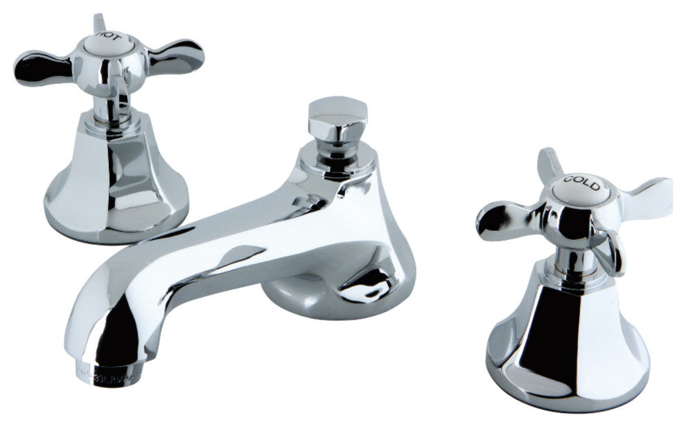 Kingston Brass Widespread Bathroom Faucet With Brass Pop-Up, Polished Chrome