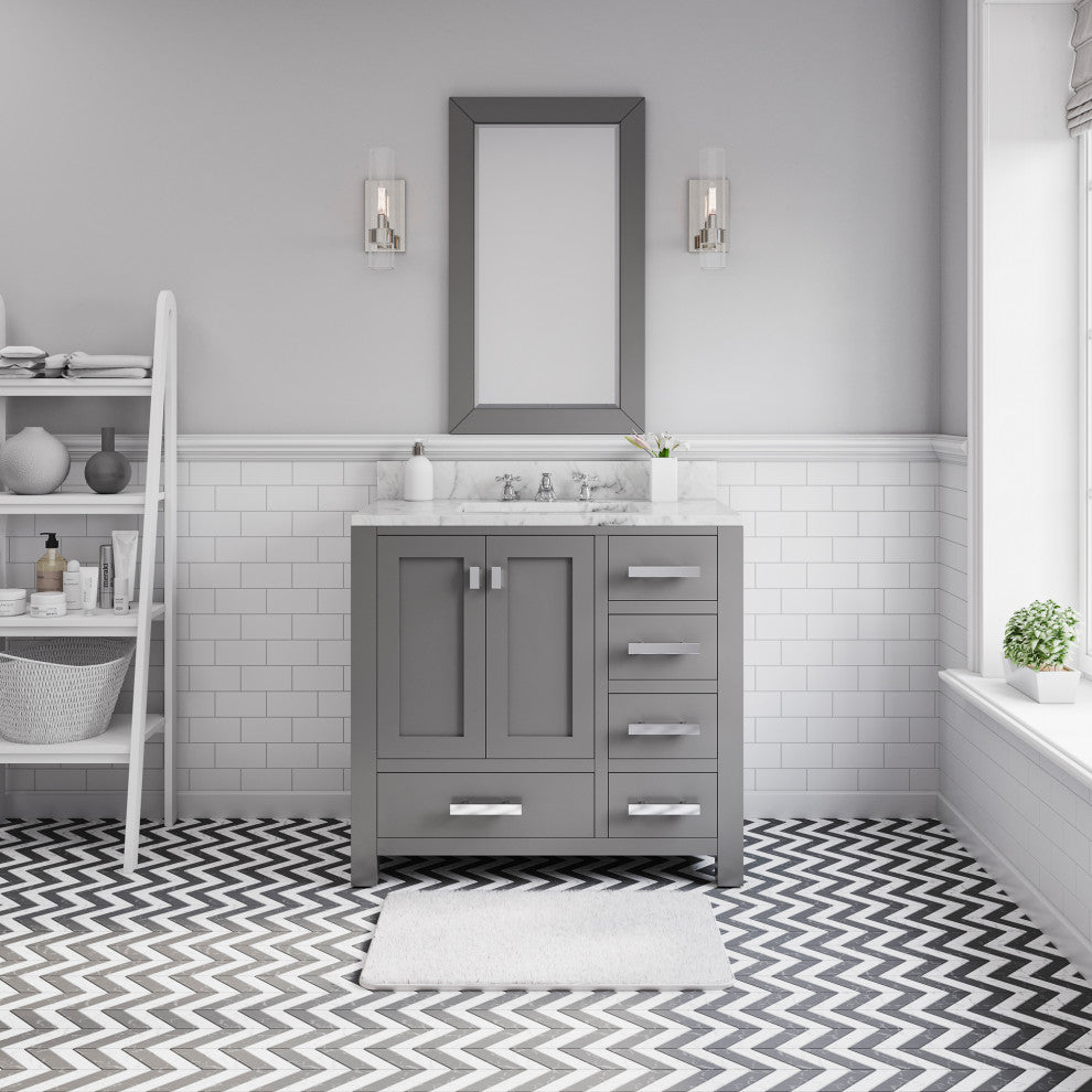 36" Wide Cashmere Gray Single Sink Bathroom Vanity, Faucet Included