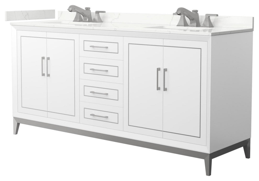Wyndham Collection WCH515172D-QTZ-US3MXX Marlena 72" - White / Giotto Quartz