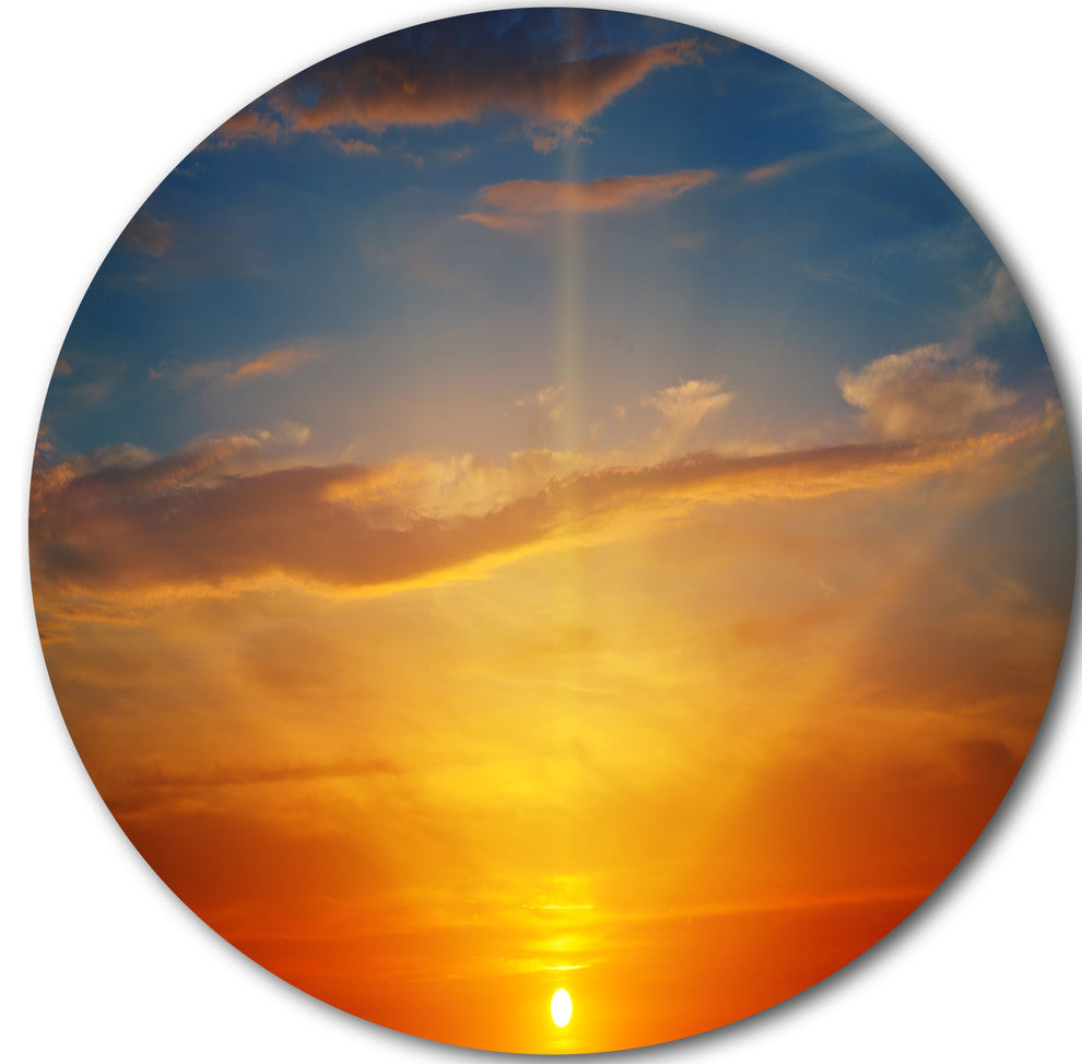 Sunlight In Sky Above Horizon, Beach Large Disc Metal Wall Art, 23"