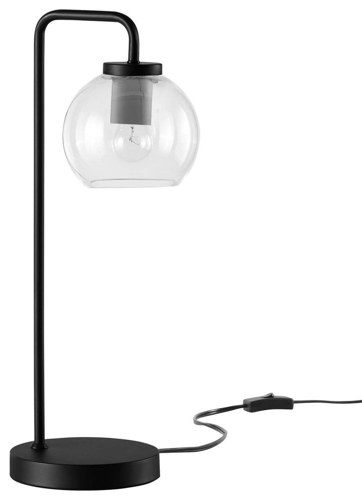 Silo Glass Globe Glass and Metal Table Lamp, Black
