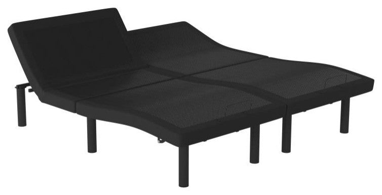 Selene Adjustable Upholstered Bed Base with Wireless Remote, Black, Split King