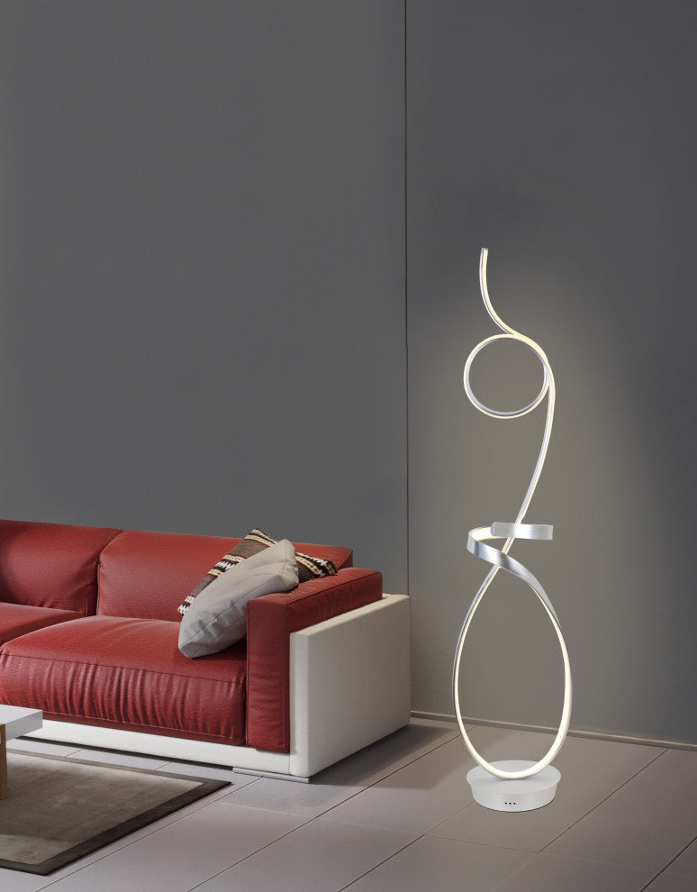 Symphonie 68W Unique Modern Design LED Floor Lamp, Anodize Aluminum