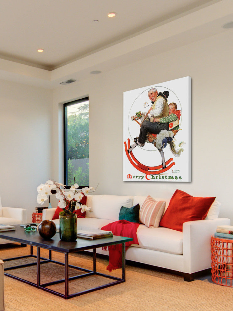 "Gramps on Rocking Horse" Print on Canvas by Norman Rockwell