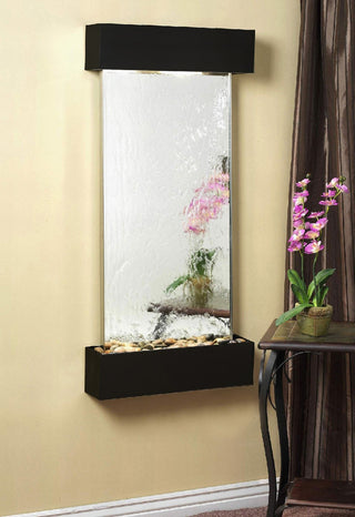 Cascade Springs Water Fountain, Silver Mirror, Blackened Copper, Square