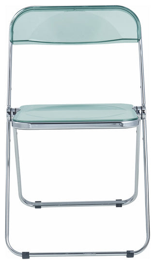 LeisureMod Lawrence 7-Piece Dining Set With Folding Chairs and Table, Jade Green