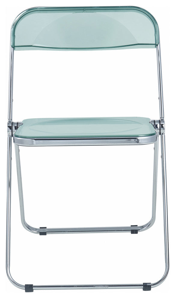 LeisureMod Lawrence 7-Piece Dining Set With Folding Chairs and Table, Jade Green