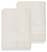 Denzi Bath Sheets With Monogrammed Letter, Set of 2, T