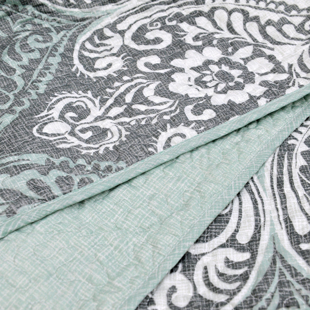 5 Piece Kingston Damask Bedspread, 90" X 90