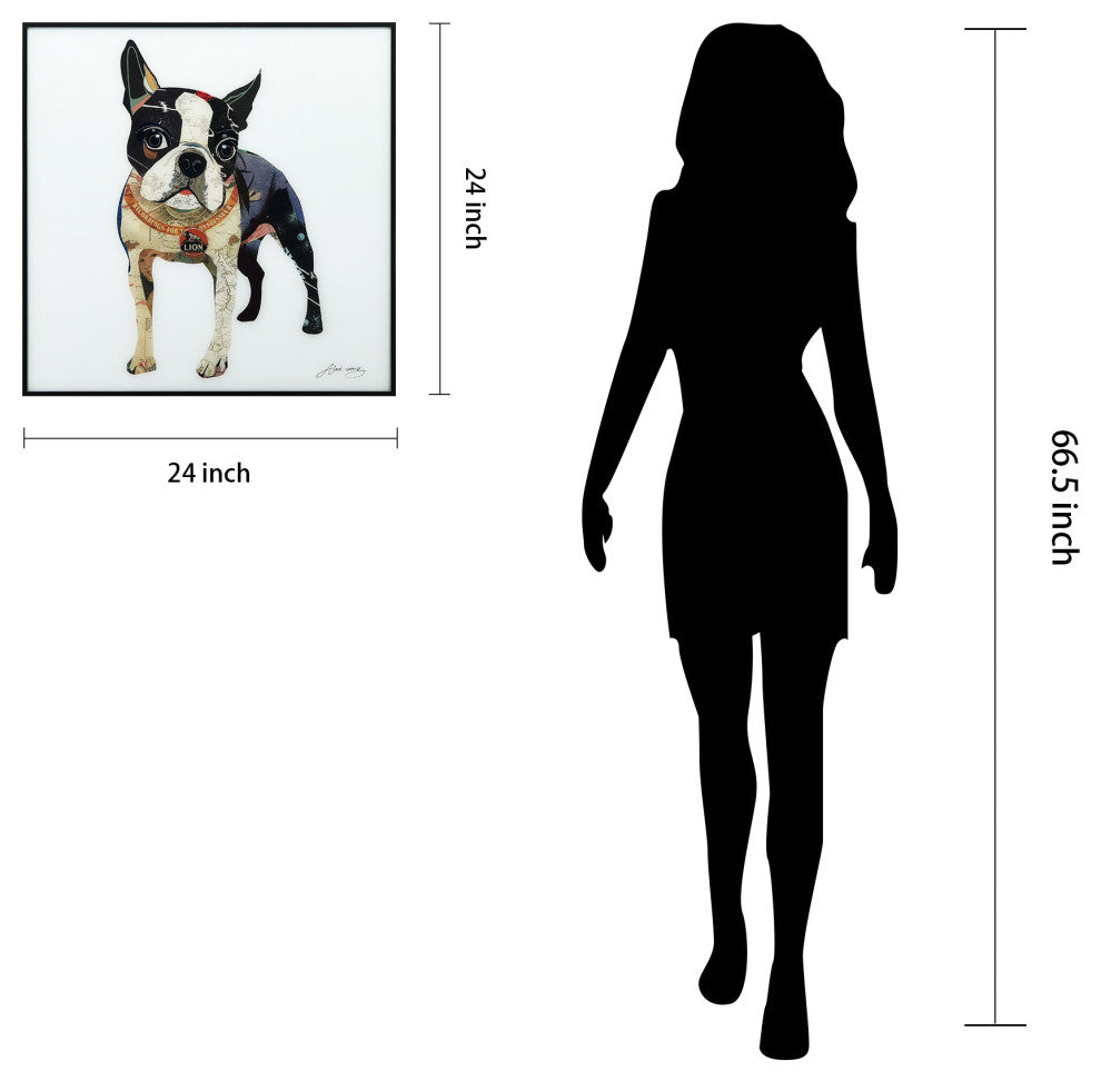 "Boston Terrier" Printed Wall Art With Black Anodized Aluminum Frame