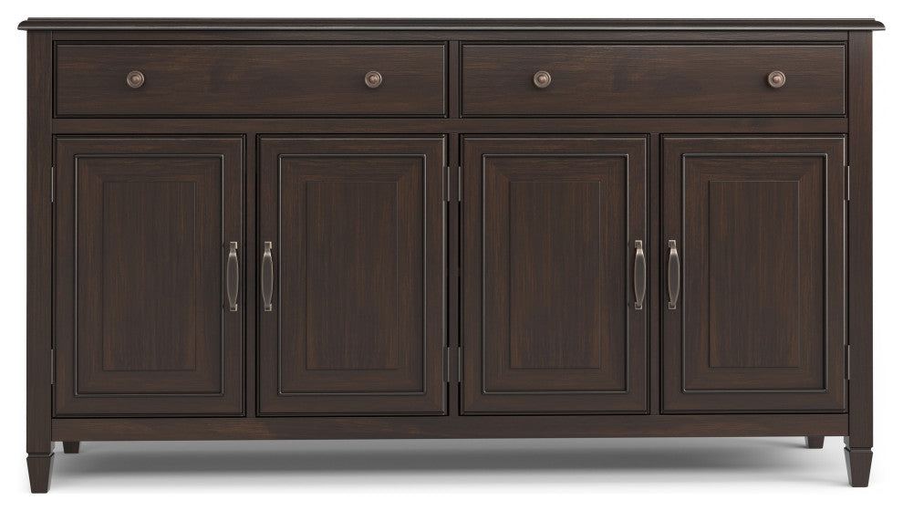 Connaught Solid Wood Large Sideboard Storage Cabinet, Dark Chestnut Brown