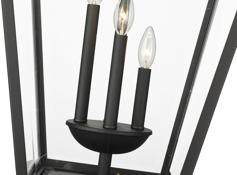 Zlite 579PHXLXR-511P-BK 4-Light Outdoor Post Mounted Fixture, Clear Beveled