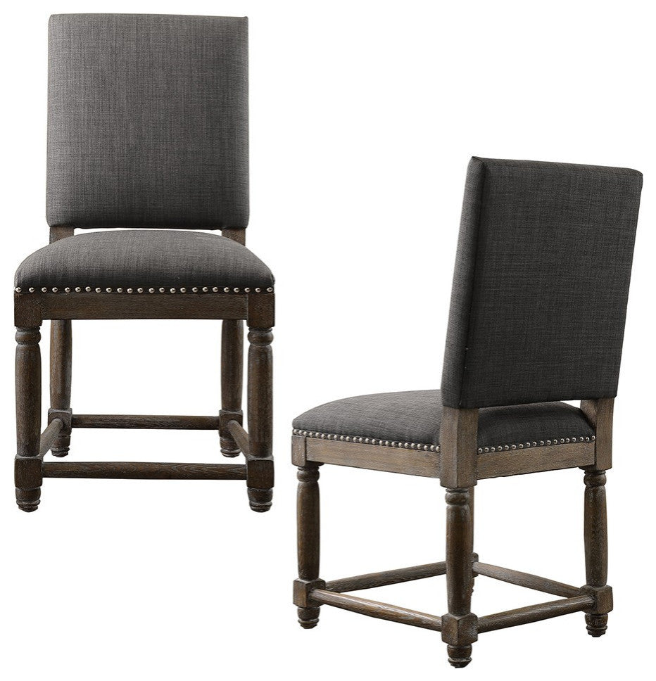 Cirque Rustic Farmhouse Dining Table, Gray, Dining Chair, (Set of 2)