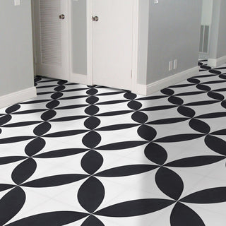 8"x8" Orient  Handmade Cement Tile, Black/White, Set of 12