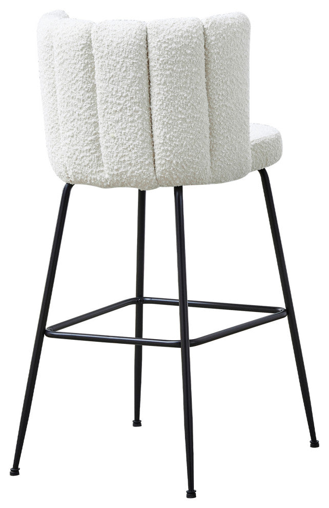 Nolan Contemporary 30" Bar Stool, Set of 2, Ivory Boucle