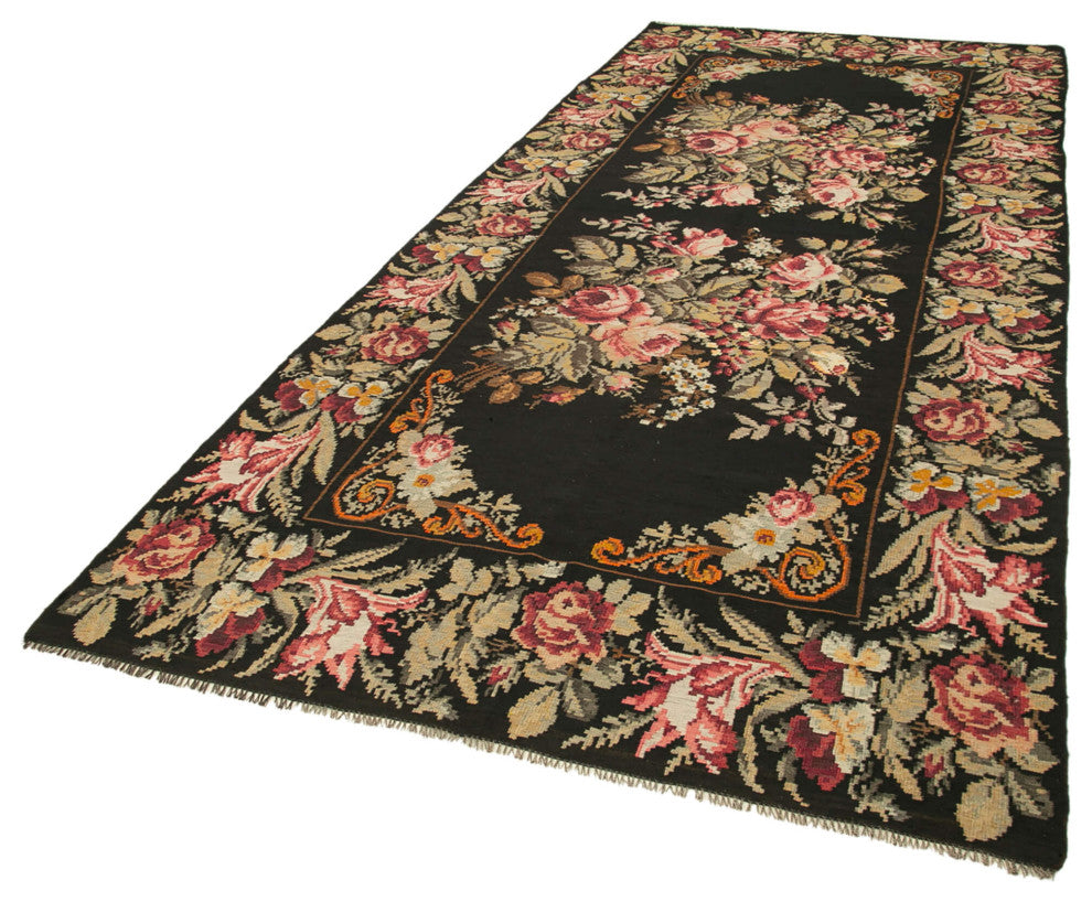 Rug N Carpet - Handmade Moldovan 5' 5'' x 13' 0'' Vintage Floral Kilim Rug