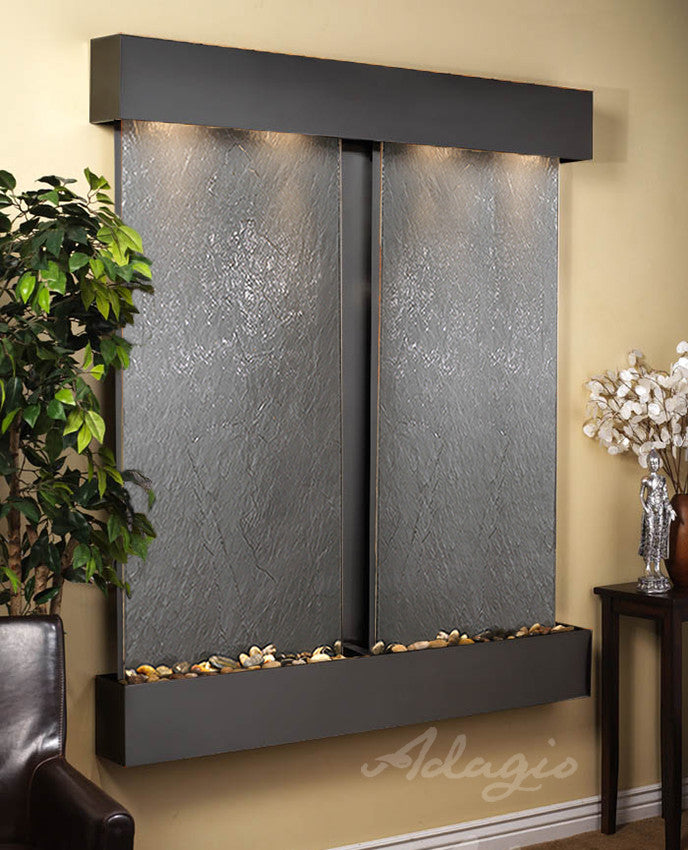 Cottonwood Falls Water Fountain, Black Featherstone, Blackened Copper, Square