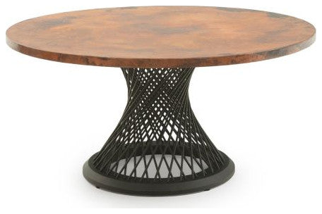 Modern Twisted Spoke Copper Dining Table- Copper Top, Copper, 54x54x31