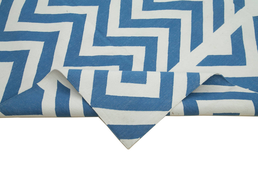 Rug N Carpet - Handmade Wool 7' 11'' x 9' 9'' Modern Design Dhurrie Kilim Rug