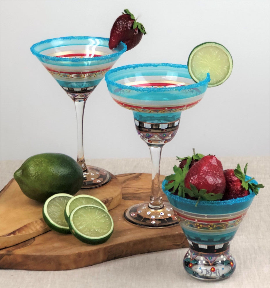 Mosaic Carnival Margarita Glasses, Set of 2