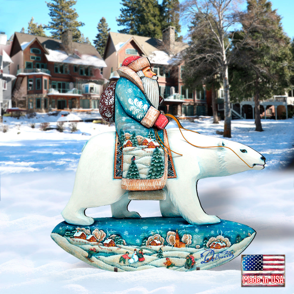 Polar Bear Santa Free Standing  Garden Decor