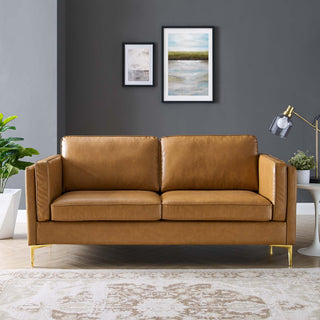 Kaiya Vegan Leather Sofa, Tan
