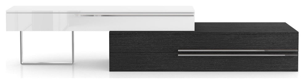 Gramercy Media Console, Glossy White and Gray Oak