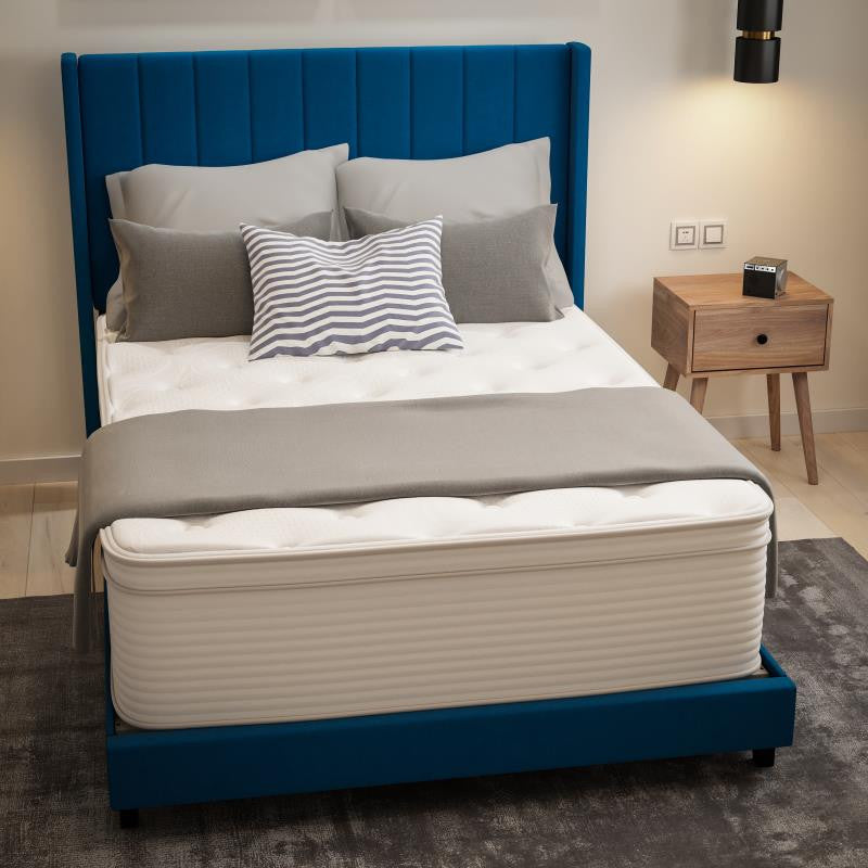 Vista14" Premium Memory Foam Hybrid Pocket Spring Mattress-Reinforced Edge, White, Queen