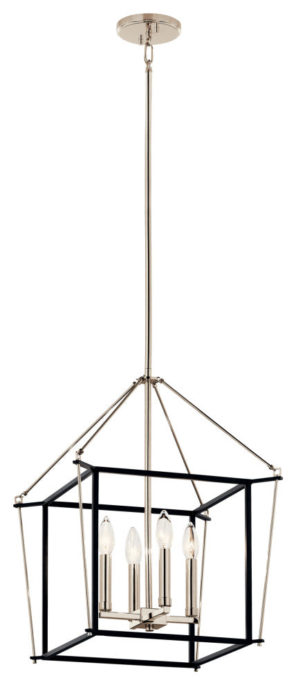 Eisley 4 Light Foyer Pendant, Polished Nickel, 21.25"