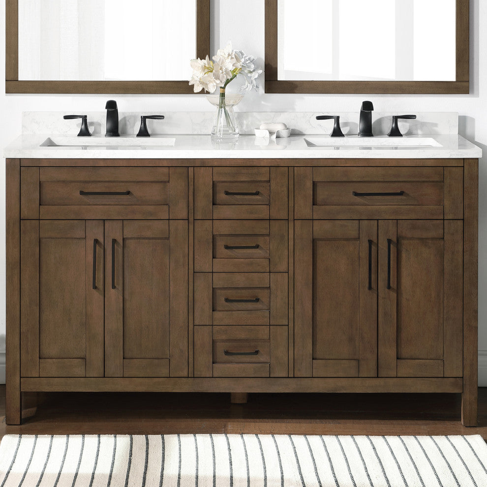 OVE Decors Tahoe Vanity With Mirror, Almond Latte, 60"