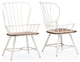 Longford "Dark-Walnut" Wood and White Metal Dining Arm Chair, Set of 2