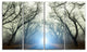 "Blue Light in Foggy Autumn" Landscape Canvas Photo Print, 4 Panels, 48"x28"