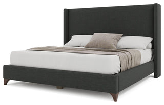 Nativa Interiors Megan Classic Plain Upholstered Bed, Charcoal, Queen