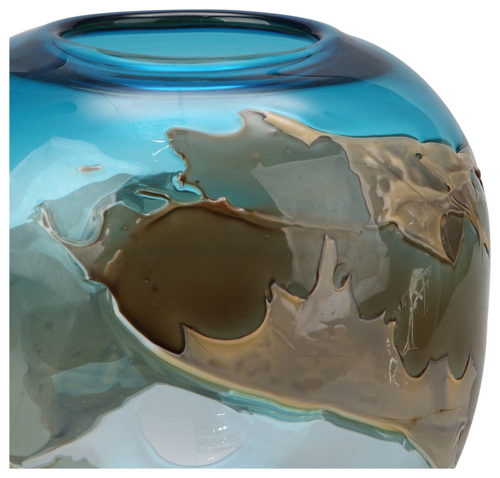 Contemporary Mystic Blue Vase Globe - Blue