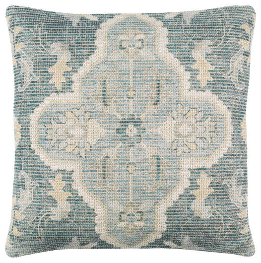 Surya Samsun Pillow Shell With Down Insert 20"H X 20"W - Cream, Teal