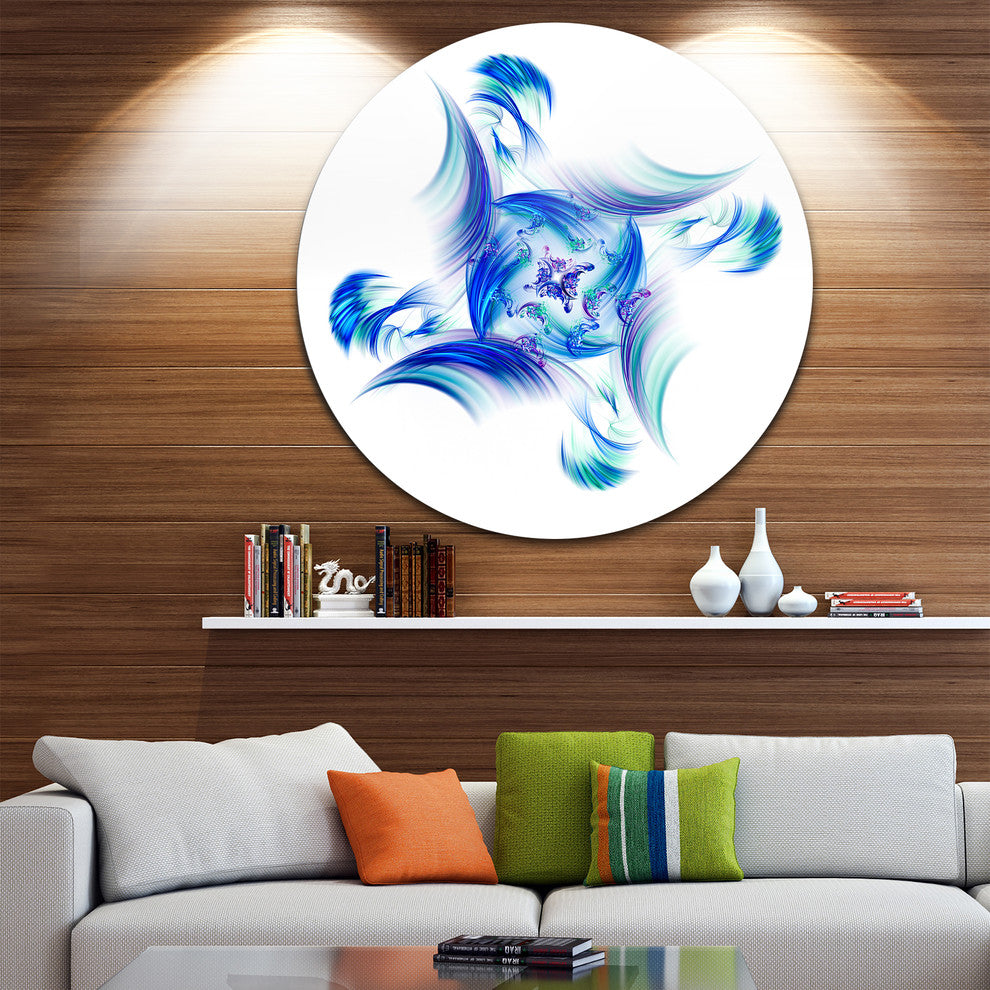 Rotation Of Small Universe Blue Flower, Floral Disc Metal Wall Art, 23"