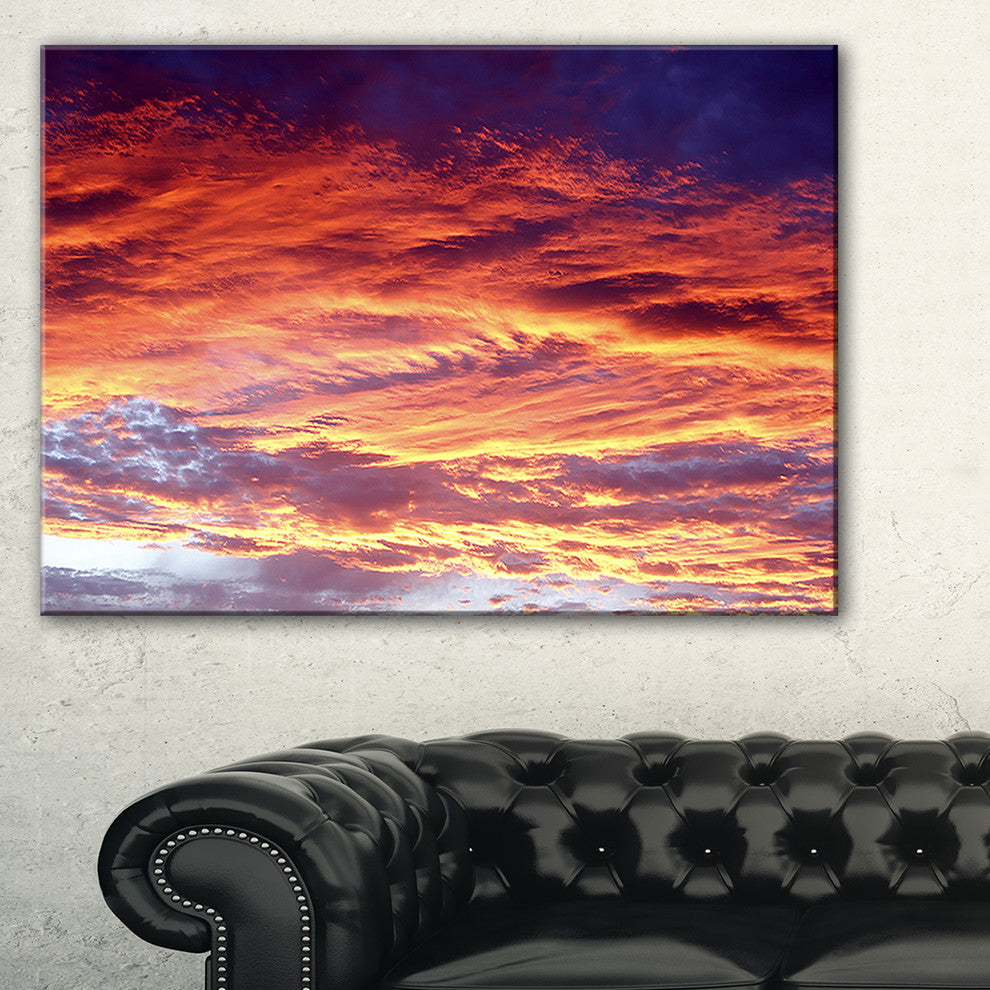 "Colorful Sunset Skies With Clouds" Extra Large Wall Art Landscape, 40"x20"