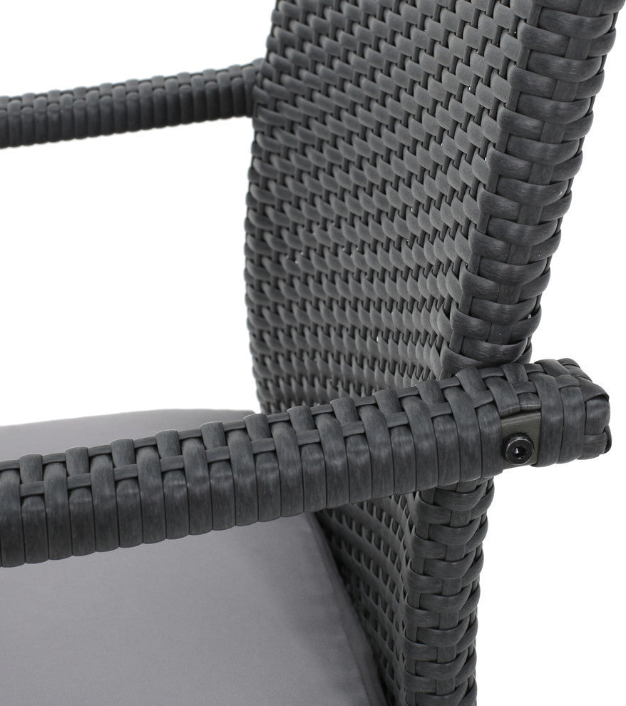 GDF Studio 7-Piece Tompkins Gray Wicker Rectangular Dining Set