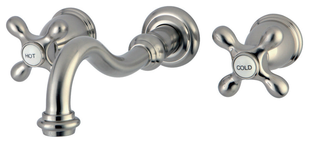Kingston Brass 2-Handle Wall Mount Bathroom Faucet, Brushed Nickel